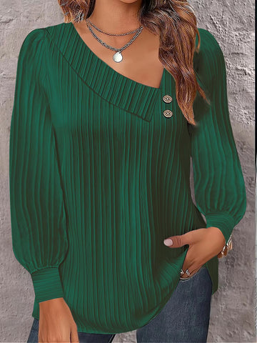 Women's Simple Buttons Solid Color Long Sleeve Blouses