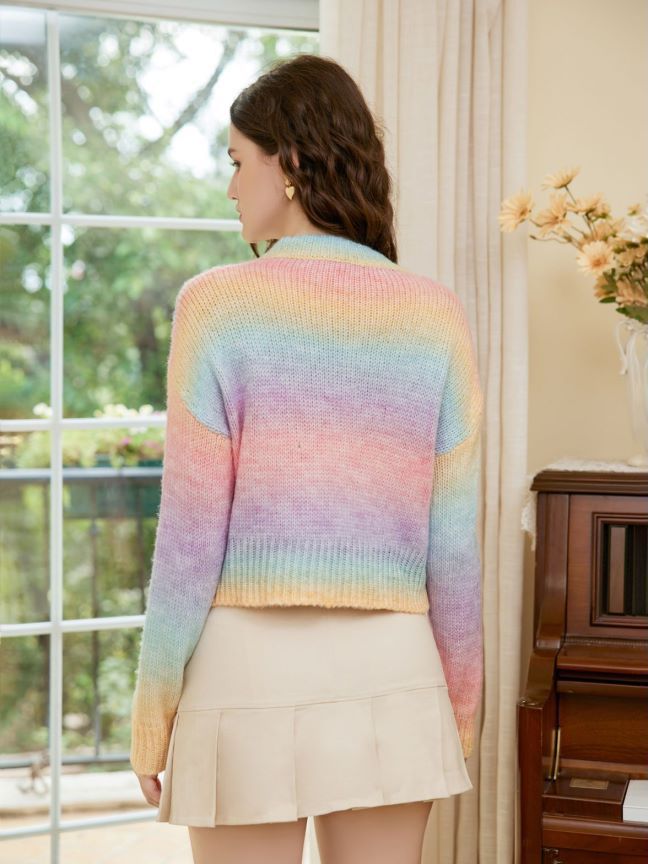 Fashion Durable Charming Autumn Rainbow Gradient Sweaters