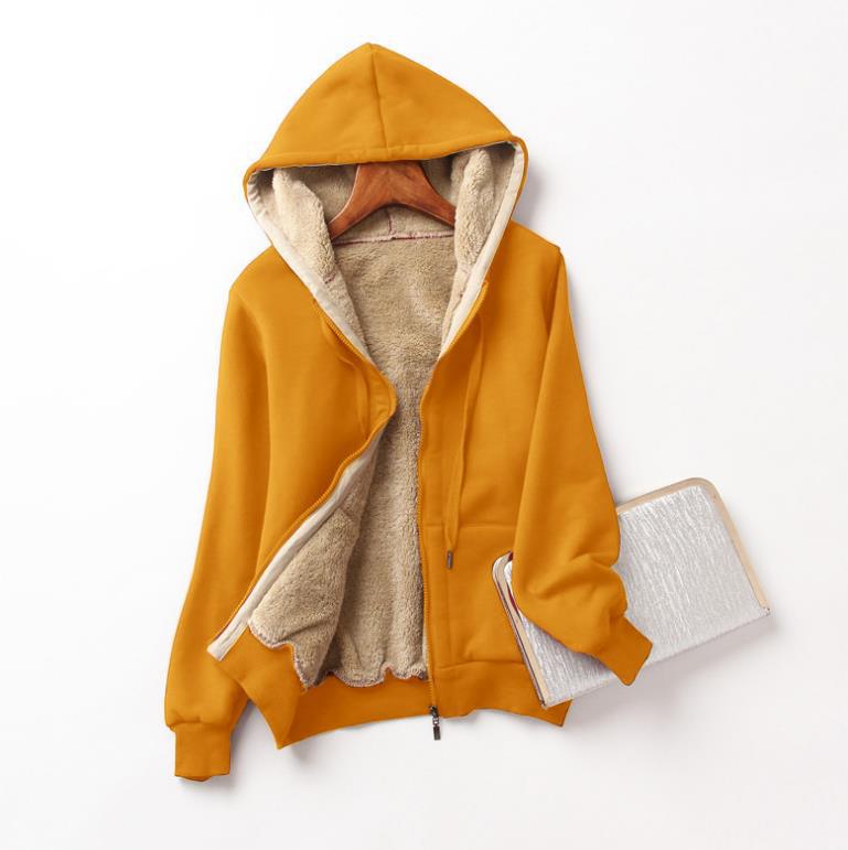 Women's Plush Hooded Long Sleeve Solid Color Hoodie Sweaters