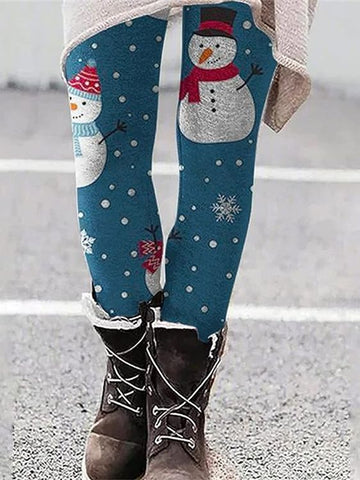 Damen-Jumpsuits mit Weihnachtsdruck, elastischer Taille und schmalem Boden