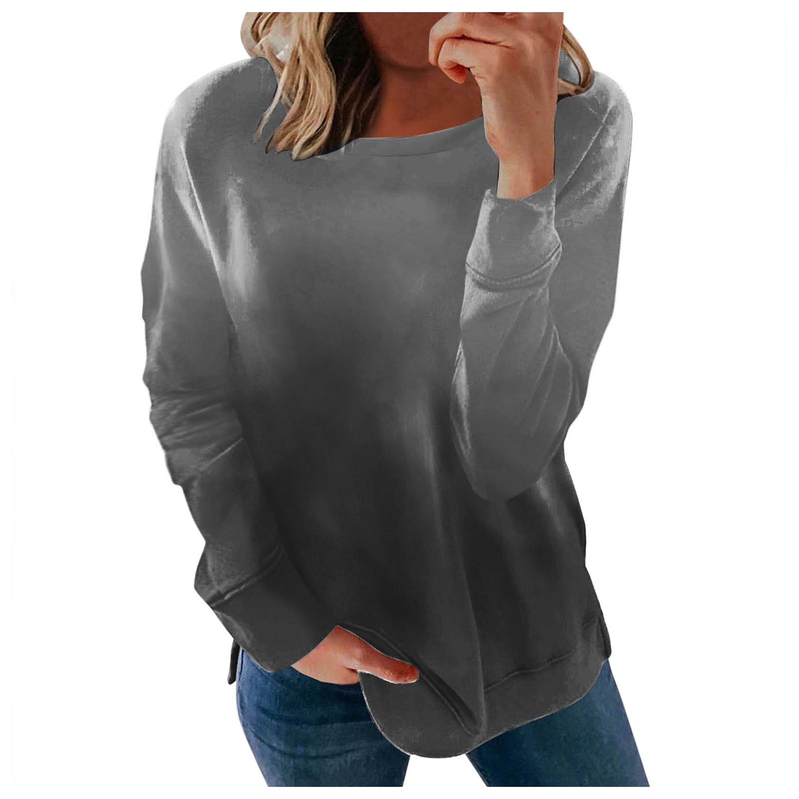 Women's Graceful Spring Round Neck T-shirt Sweaters
