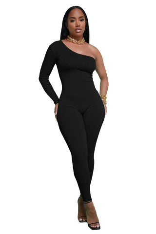 Women's Autumn Oblique Shoulder Comfortable Breathable Jumpsuits