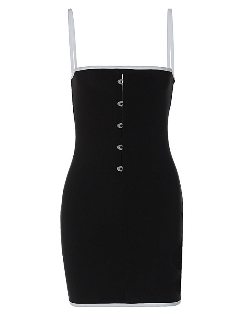 Women's Tight Tube High Waist Single-breasted Strap Dresses