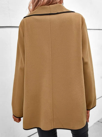 Women's Fashion Long Sleeve Solid Color Woolen Coats