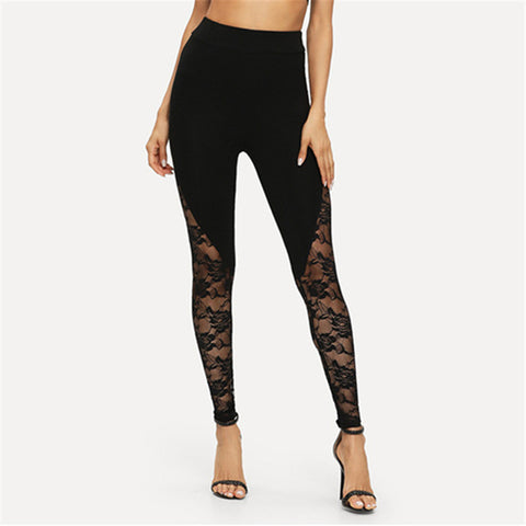 Sexy Hollow Out Lace Stitching Sports Leggings