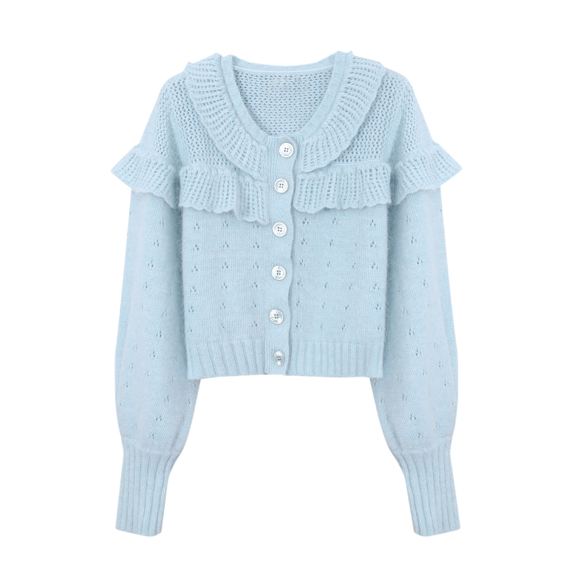 Women's French Style Soft Milk Blue Loose And Idle Sweaters
