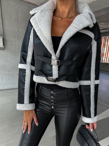 Fashion Fur Integrated Long Sleeve Turn-down Coats