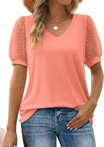 Women's Summer T-shirt Solid Color And Simple Blouses