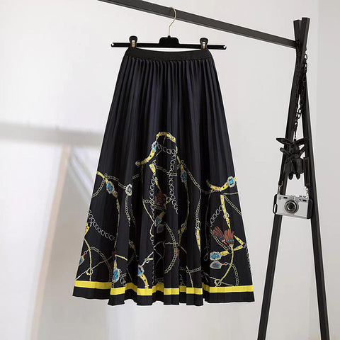 Women's Half High Waist Print Cartoon Pleated Skirts