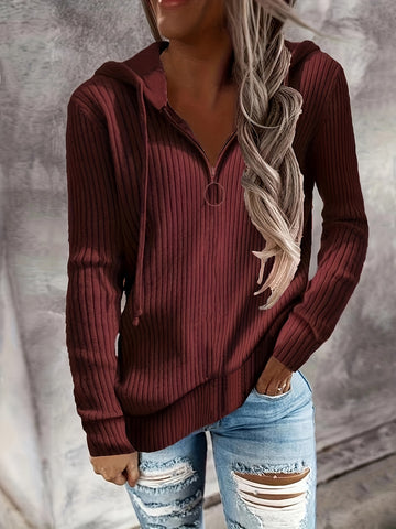 Women's Color Casual Sweatshirt Loose Zip Half Coats