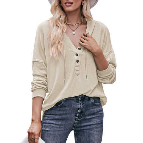 Women's Casual Loose Solid Color Hoodie Sweaters