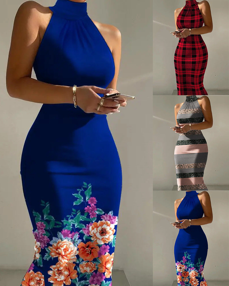 Women's Fashion Charming Printed Sleeveless Dress Dresses