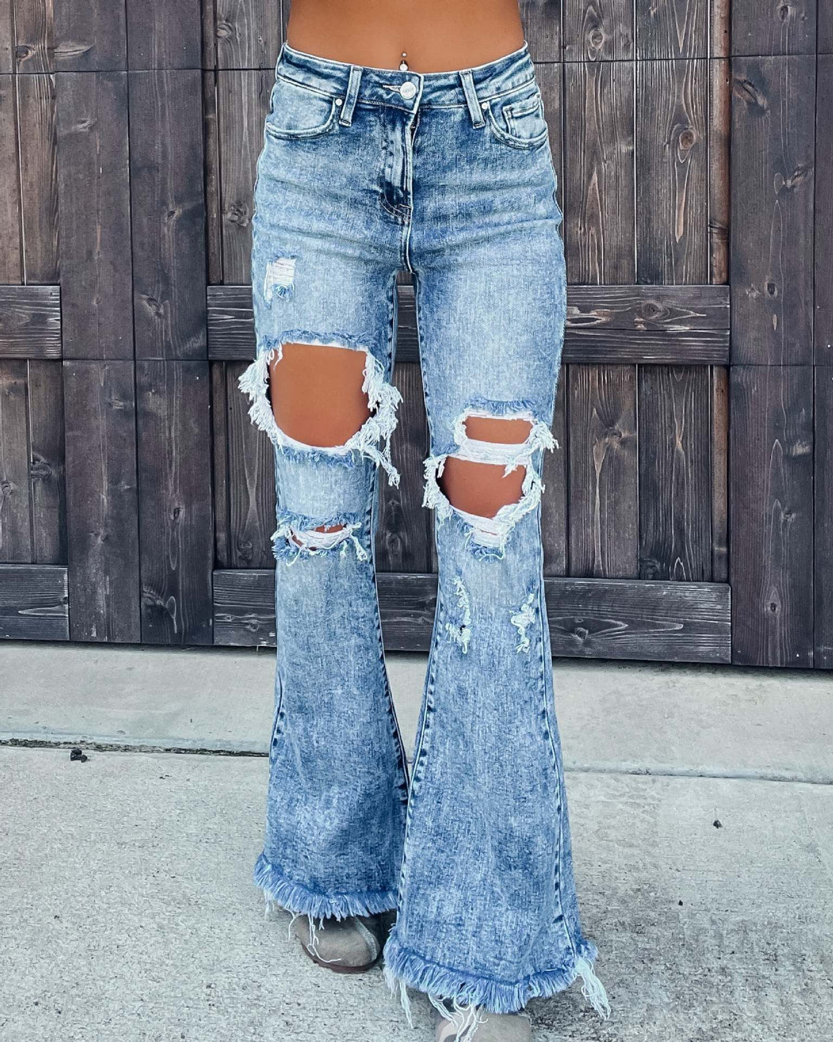 Women's Unique Casual Autumn Ripped Tassel Jeans