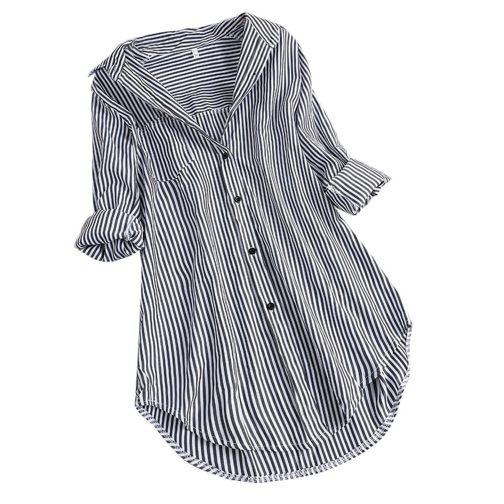 Women's Loose Vertical Striped Mid-length Casual Fashion Blouses