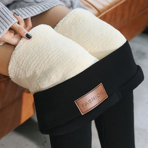 Women's Extra Thick Cotton Cashmere Shiny Winter One-piece Fleece Leggings