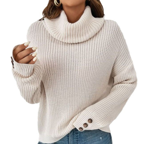 Women's Solid Color High Collar Temperament Thick Sweaters