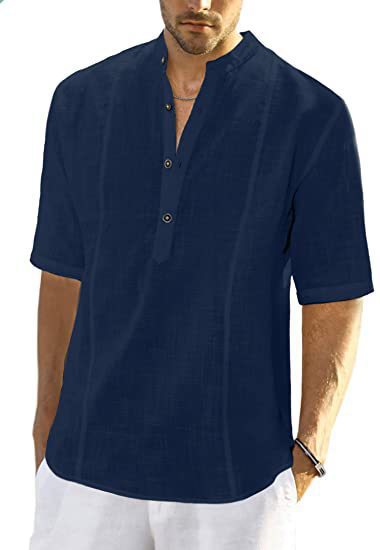 Men's Comfort Casual Linen Half Sleeve Shirt Blouses