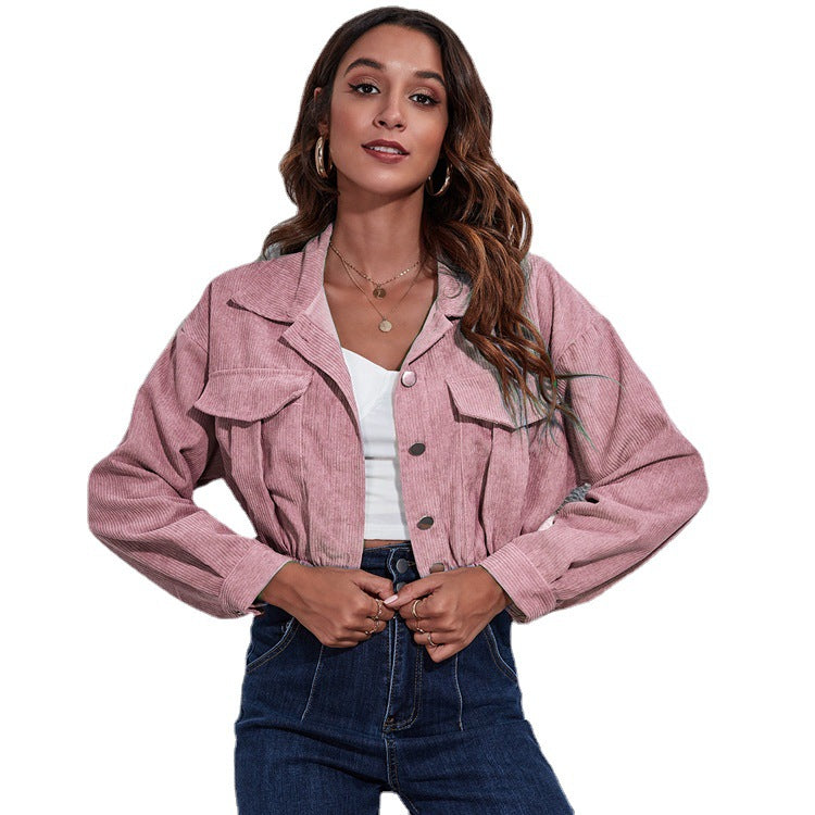 Women's Casual Pretty Corduroy Female Clothes Jackets