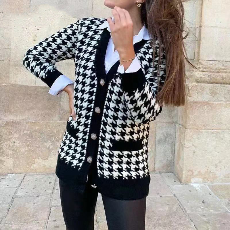 Women's Idle Style Knitted Loose-fitting Long Sleeves Cardigans