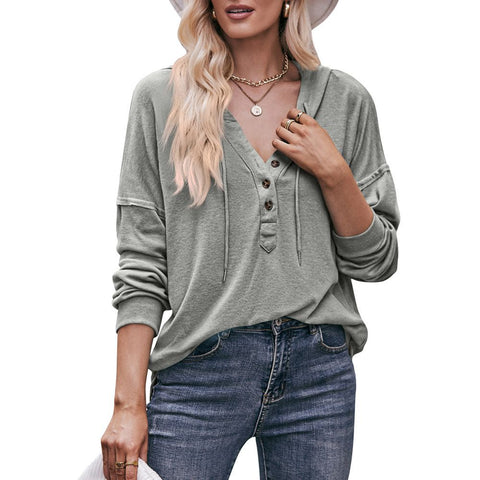 Women's Casual Loose Solid Color Hoodie Sweaters