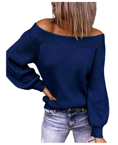 Women's Large Loose Solid Color Pullover Sweaters