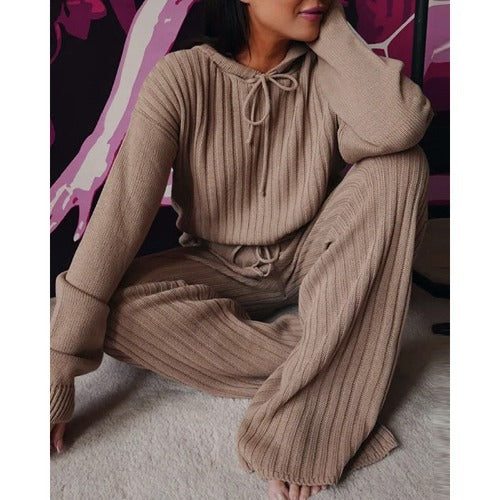 Women's Two-piece Spring Long Sleeve Loose Hooded Suits