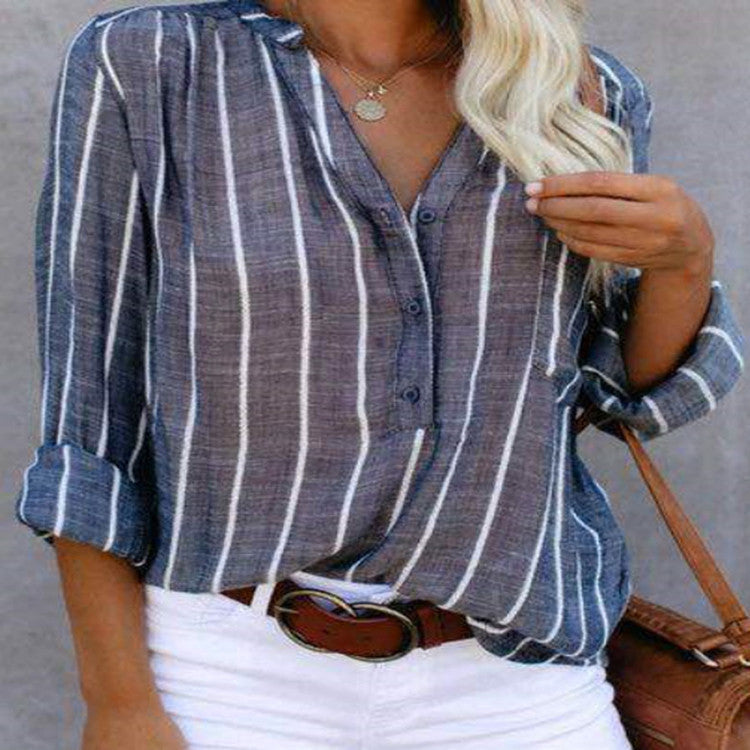 Women's Day Delivery Simple Fashion Printed Striped Blouses