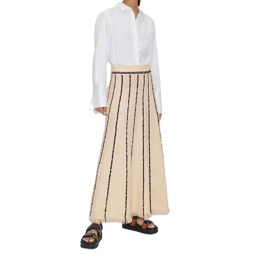 Women's Popular Durable Striped Tassel Knitted Skirts