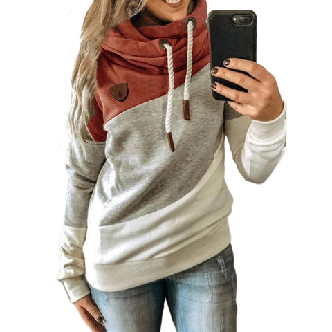 Women's Comfortable Stitching Hooded Fleece Loose Sweaters