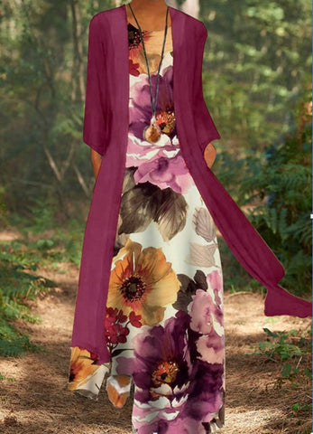 Summer Printed Long Sleeve Loose Multi-color Dresses