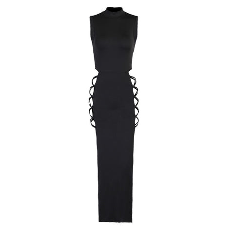Women's Knitted Tied Dress Spring Black Sexy Dresses